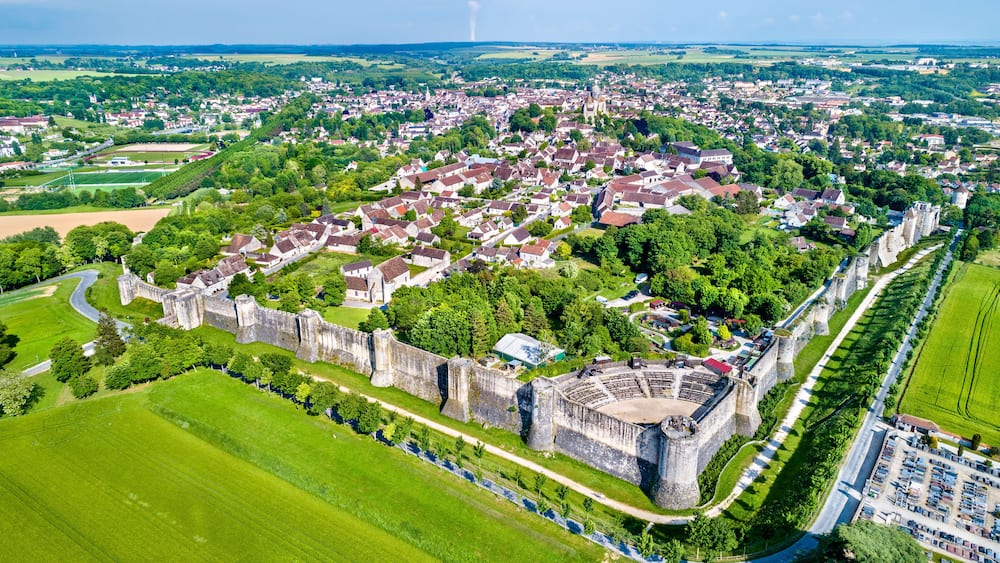 Aerial view of Provins, a town of medieval fairs and a UNESCO World Heritage Site in France