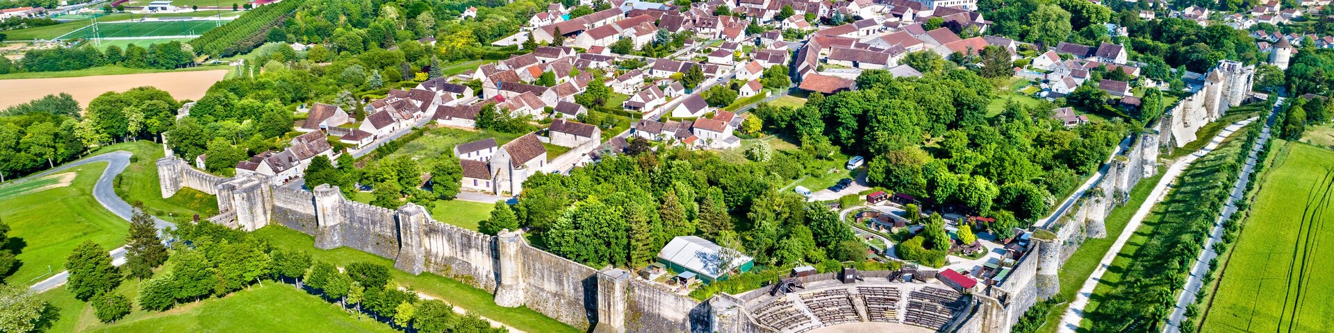 Aerial view of Provins, a town of medieval fairs and a UNESCO World Heritage Site in France