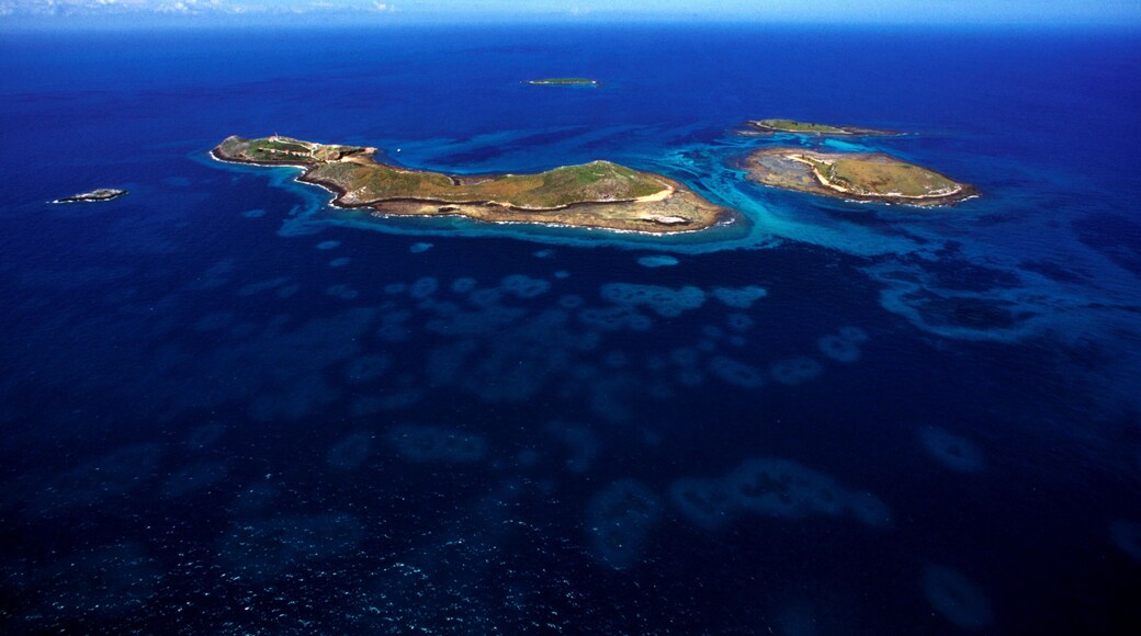 caravelas, bahia / brazil - september 13, 2008: aerial view of the archipelago of the Parque Marinho dos Abrolhos in southern Bahia.