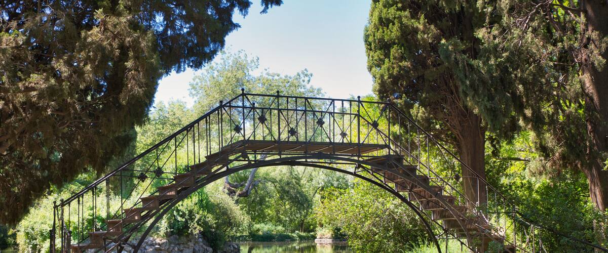 Bridge in the park “el “capricho” Madrid, Spain.