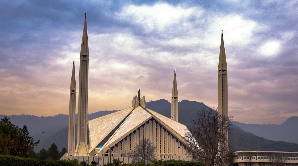 A beautiful view of Faisal Mosque, Islamabad, Pakistan. 19 January 2022