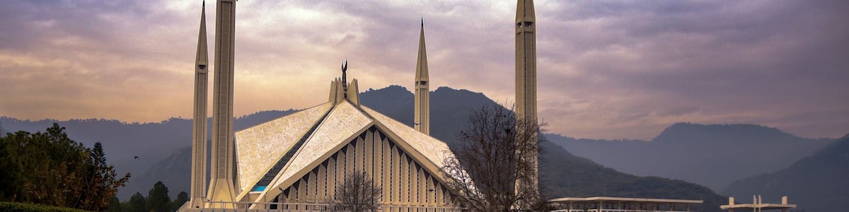 A beautiful view of Faisal Mosque, Islamabad, Pakistan. 19 January 2022