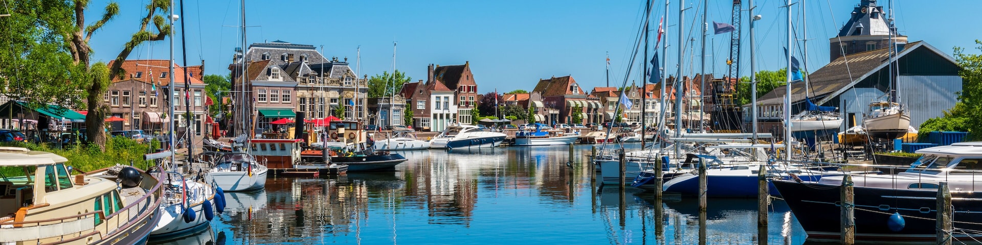 Marina in Canal in City Center of Enkhuizen Netherlands