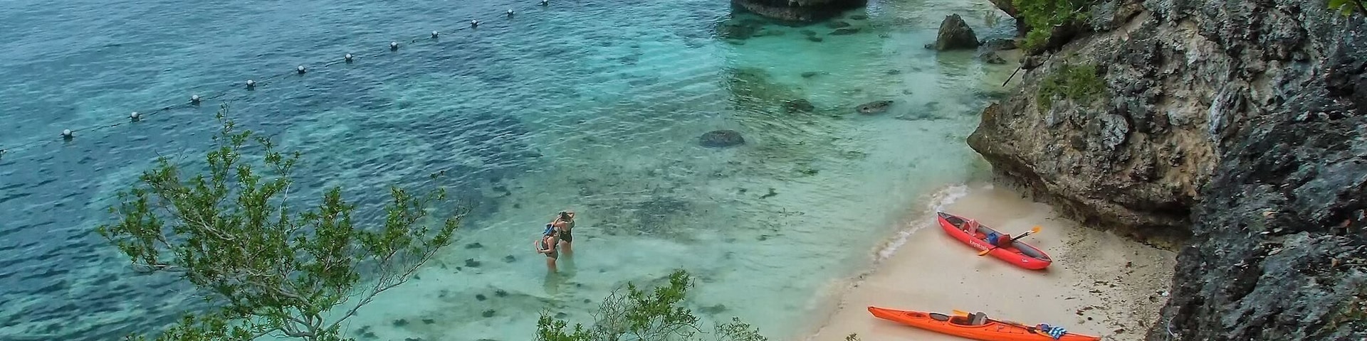 Kayaking with Kayakasia. 100% recommend taking this trip. It's not to strenuous and the tour guide is really informative and friendly. PAngloa Island, Philippines.