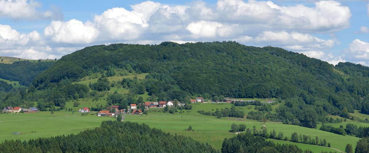 View from Wachtküppel in the Rhön Mountains eastward to the Eubeberg.