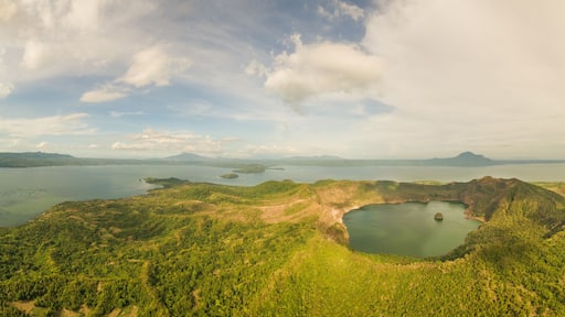 Aerial panoramic view of Taal volcano in Volcano Island, Talisay, Philippines.