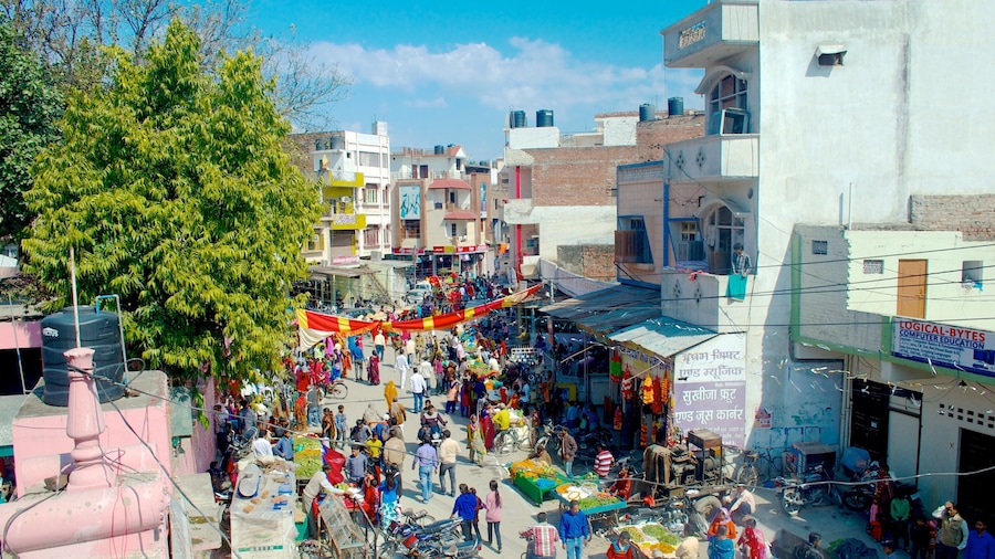 Rudrapur showing street scenes as well as a large group of people