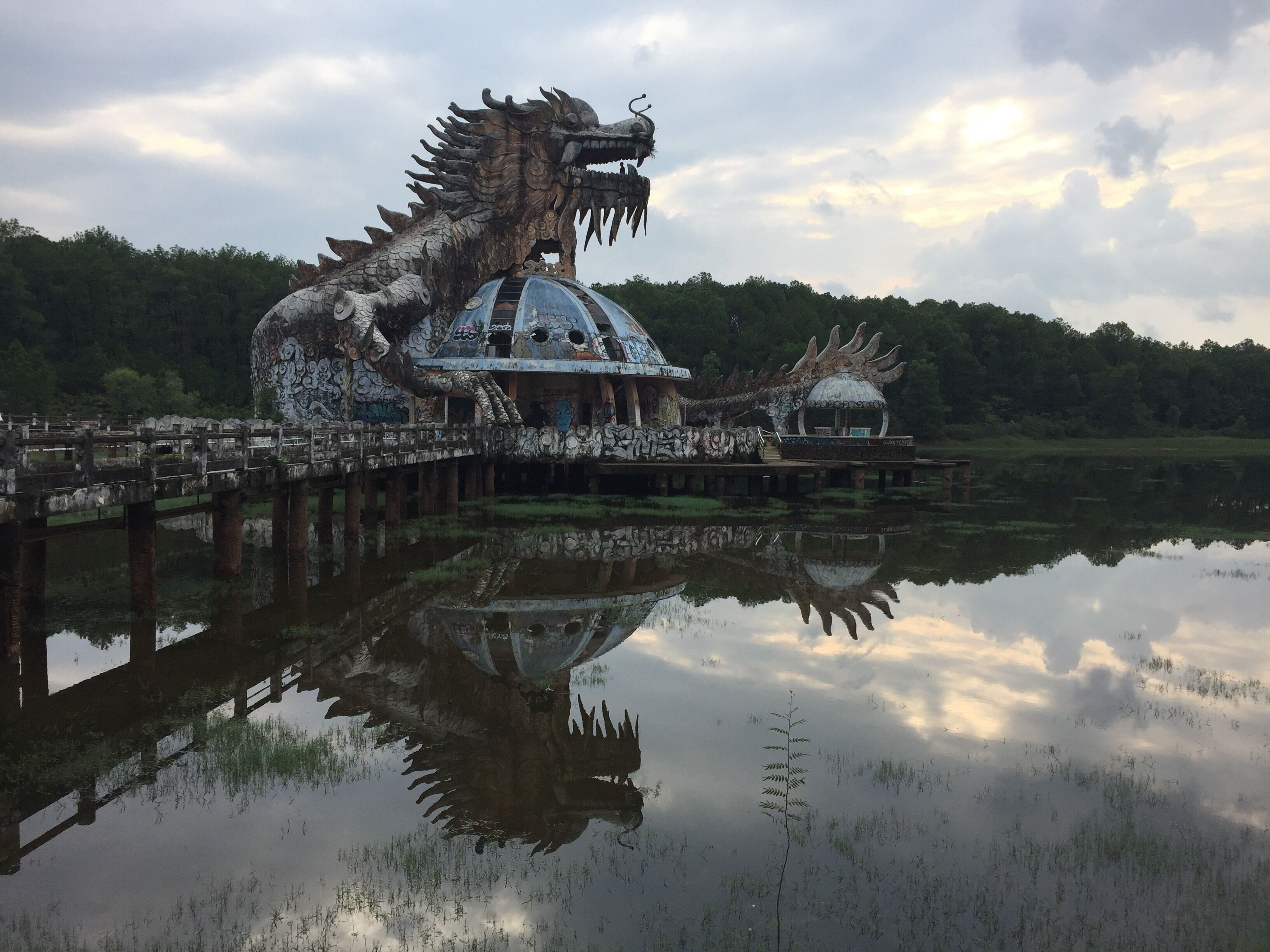 Abandoned water park structure near Hue, Vietnam