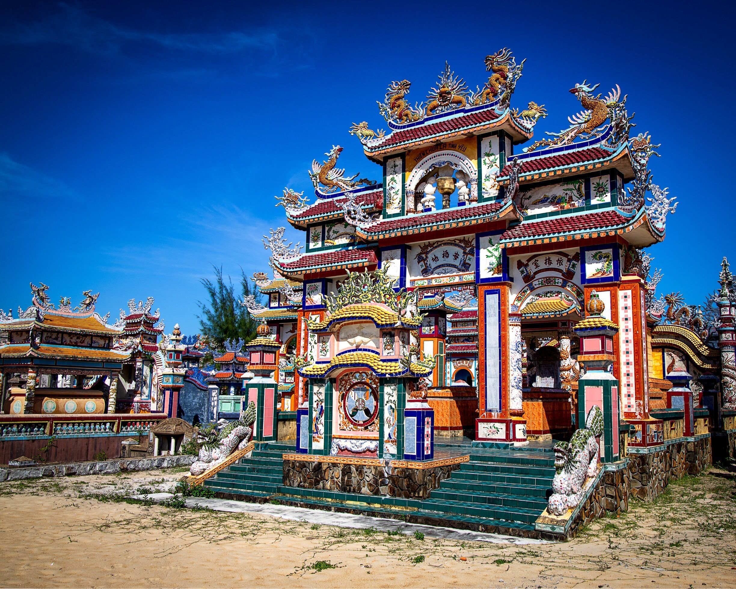 The City of Ghosts. Not your normal tourist destination you would think. About a 40 minute drive from Hue this cemetery is one of the most amazing things to see in the area. There are around 200 tombs in this cemetery alone, all of which cost in the region of $50,000 USD.  Now compare that to the average annual income of $2000 per person in this village and you wonder how they could afford such extravagant tombs.