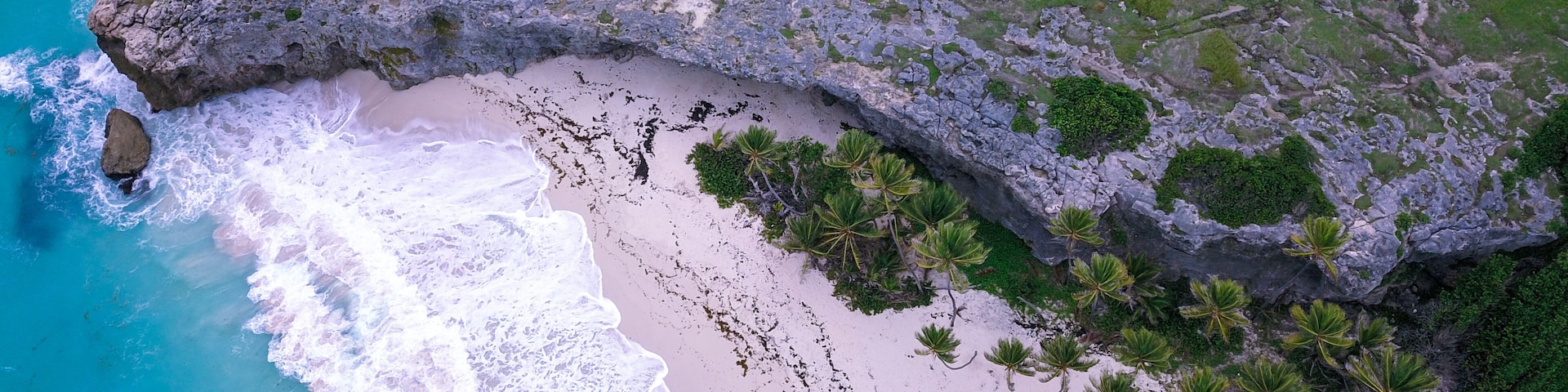Aerial View to the Crane Beach, Barbados Island, Caribbean