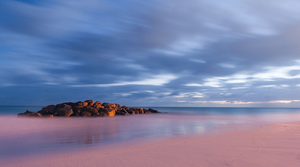 Beach in Barbados. Long Exposure. Caribbean Sea and Flowing Sky