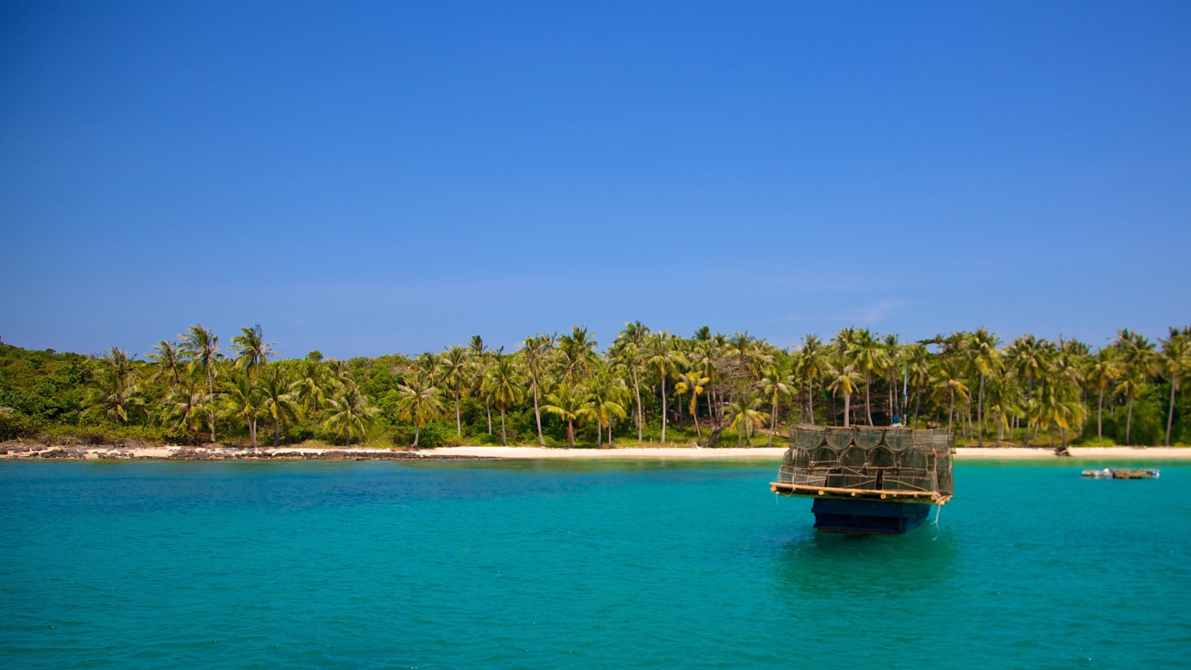 Phu Quoc showing a beach, boating and tropical scenes