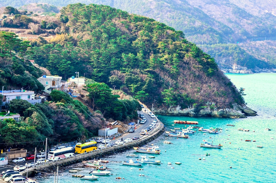Coastline in Geoje, South Korea. Geoje in the South of South Korea, is a tourist famous city