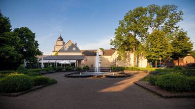 Martfeld Manor, Schwelm, Germany, as seen from the west on a June 2015 evening. Restaurant Schloss Martfeld visible on the right.