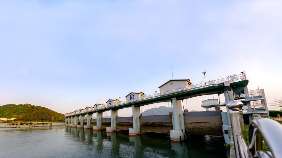 SOUTH GYEONGSANG, SOUTH KOREA - MAY 13, 2018 : Water gate use for irrigation and agriculture in South Gyeongsang Province, South Korea.