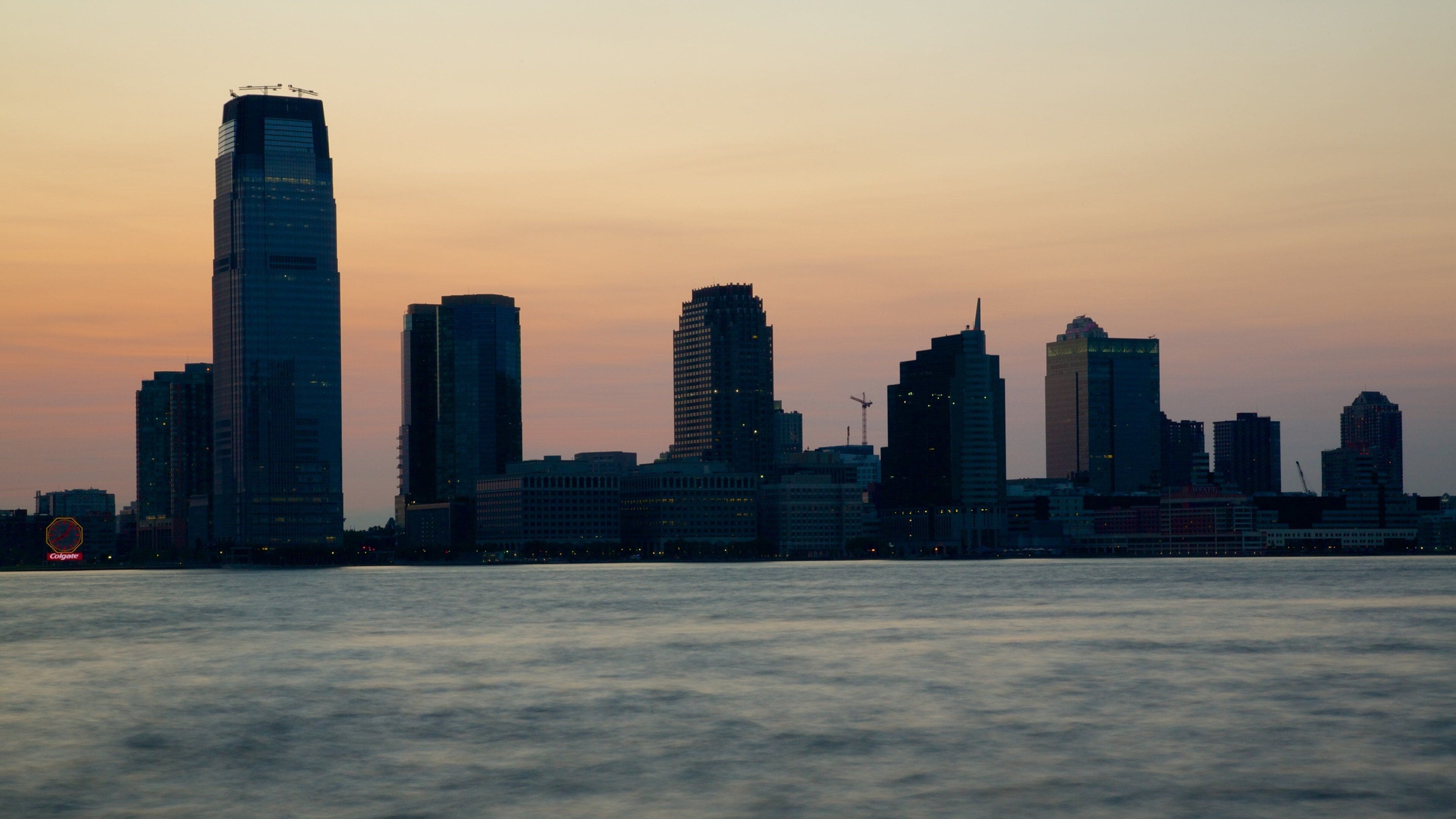 World Financial Center ofreciendo horizonte, una puesta de sol y una ciudad