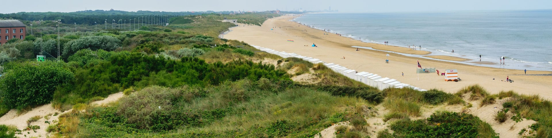 Panoramic seashore view West flanders Belgium