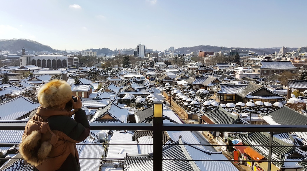Winter Scene of Hanok(Korean traditional house) Village in Jeonju, South Korea