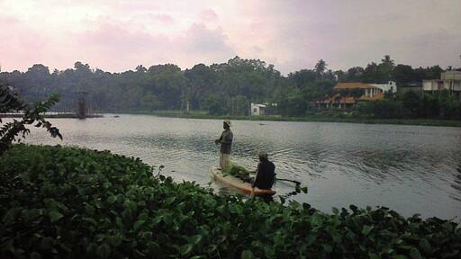 Fishermen at Bolgoda river, Moratuwa, Sri Lanka.