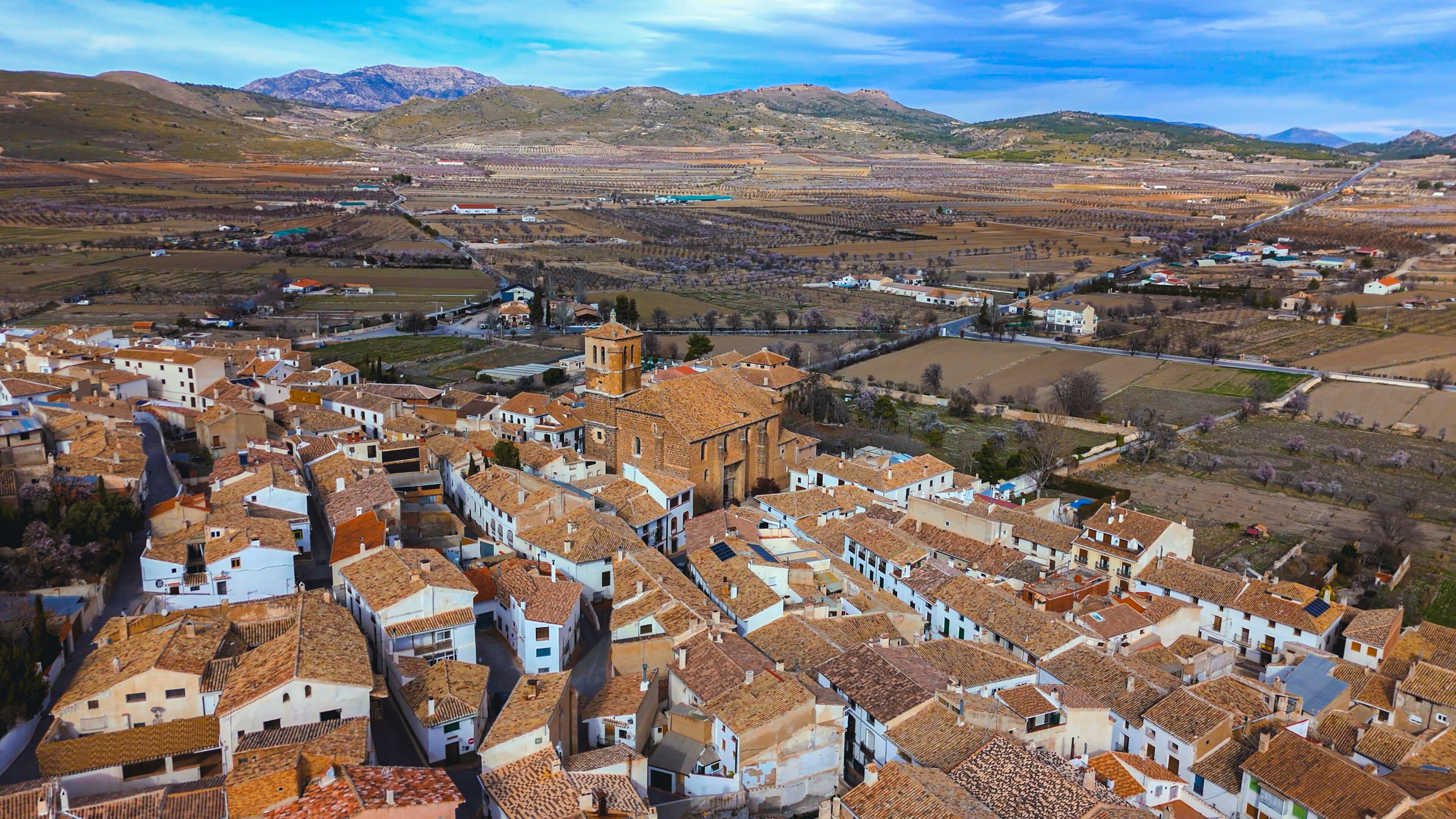 Aerial view of Puebla de Don Fadrique, Granada, Andalusia, Spain