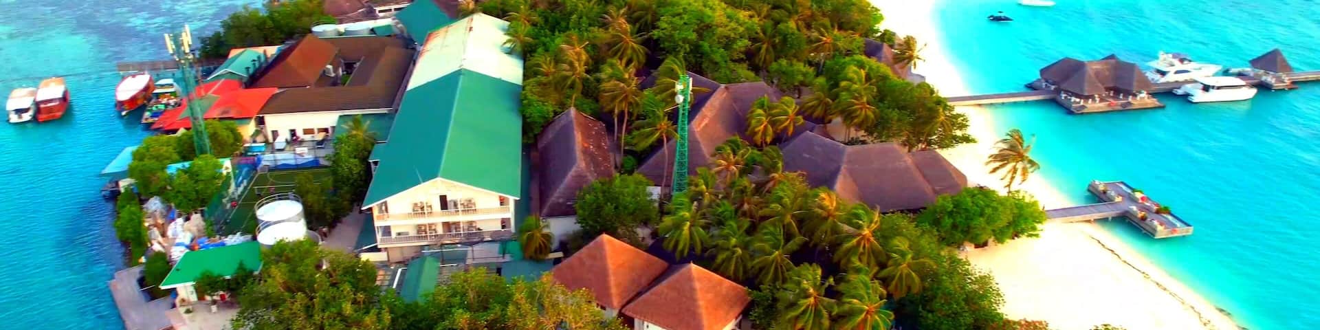 Kudaa Huraa Island - Maldives - Aerial shot over the beautiful holiday island