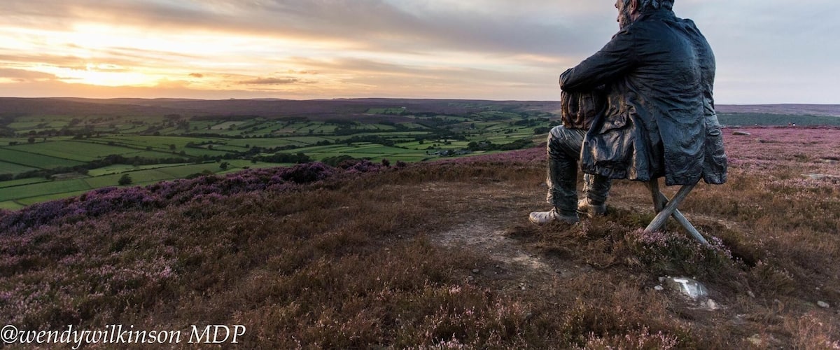 Seated Man statue near Castleton Rigg on the Yorkshire Moors. This 3m high statue will be here for the next 5 years, looking out across the moors facing almost due west makes it a lovely spot for sunsets. A short walk up from the parking area brings you to his spot
