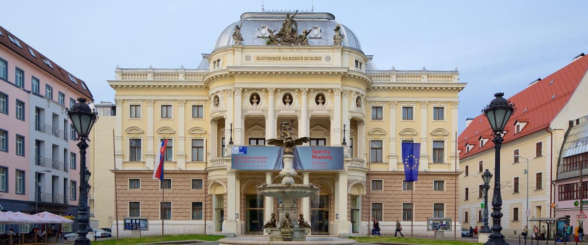 Old Slovak National Theater featuring heritage architecture, a square or plaza and theater scenes