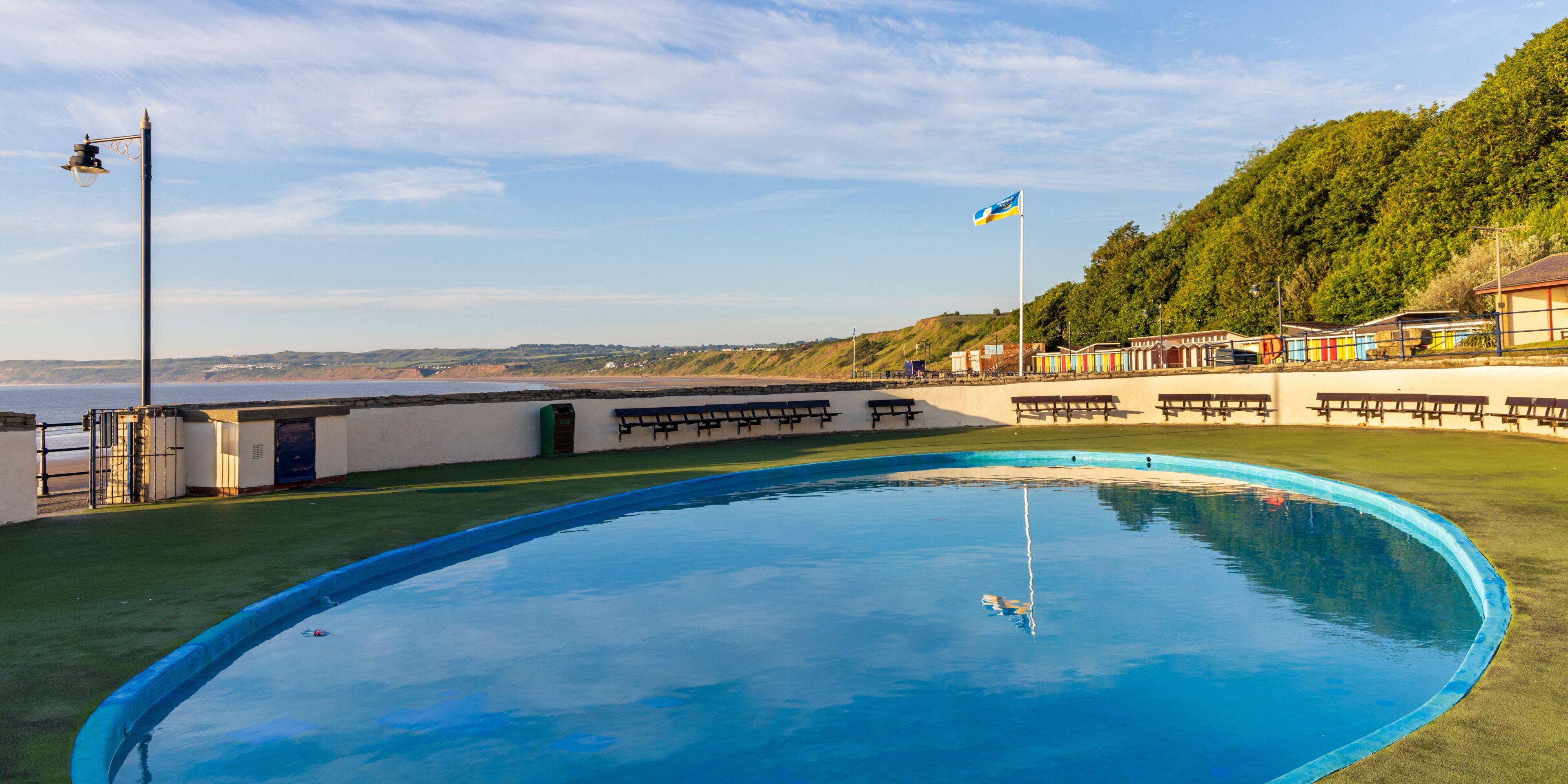 The Paddling Pool on the seafront at Filey in North Yorkshire.