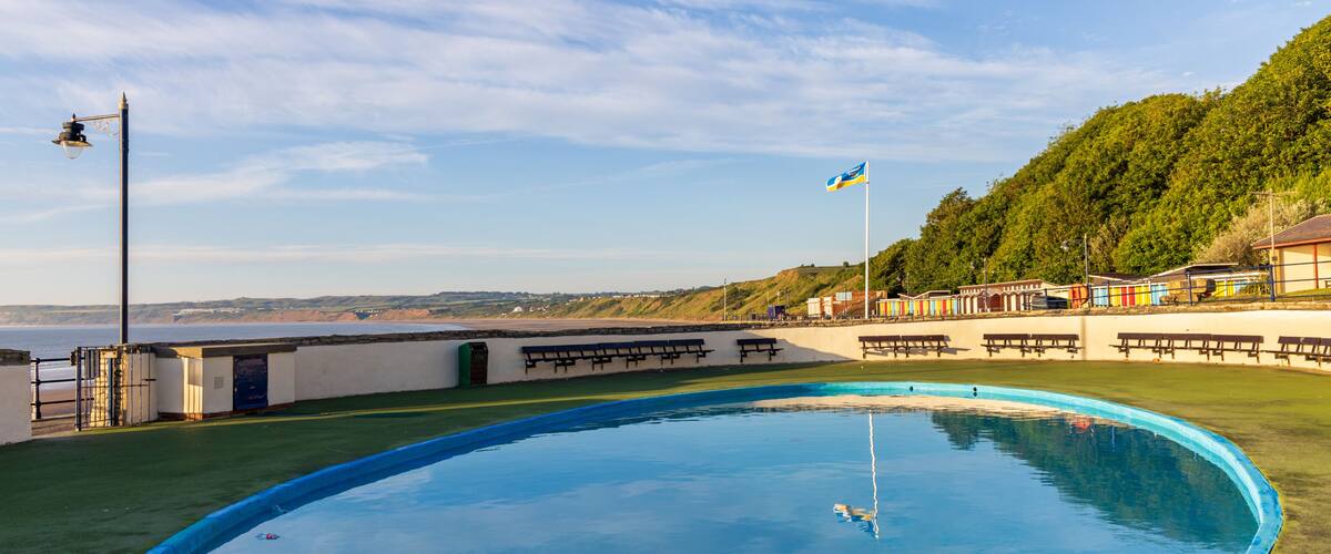 The Paddling Pool on the seafront at Filey in North Yorkshire.