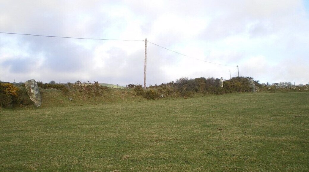 Three stones at Parc-y-Meirw. These 3 stones are visible in the hedgebank from the field at the side of the road; another lies in the bottom of the bank and has been pictured in 703916