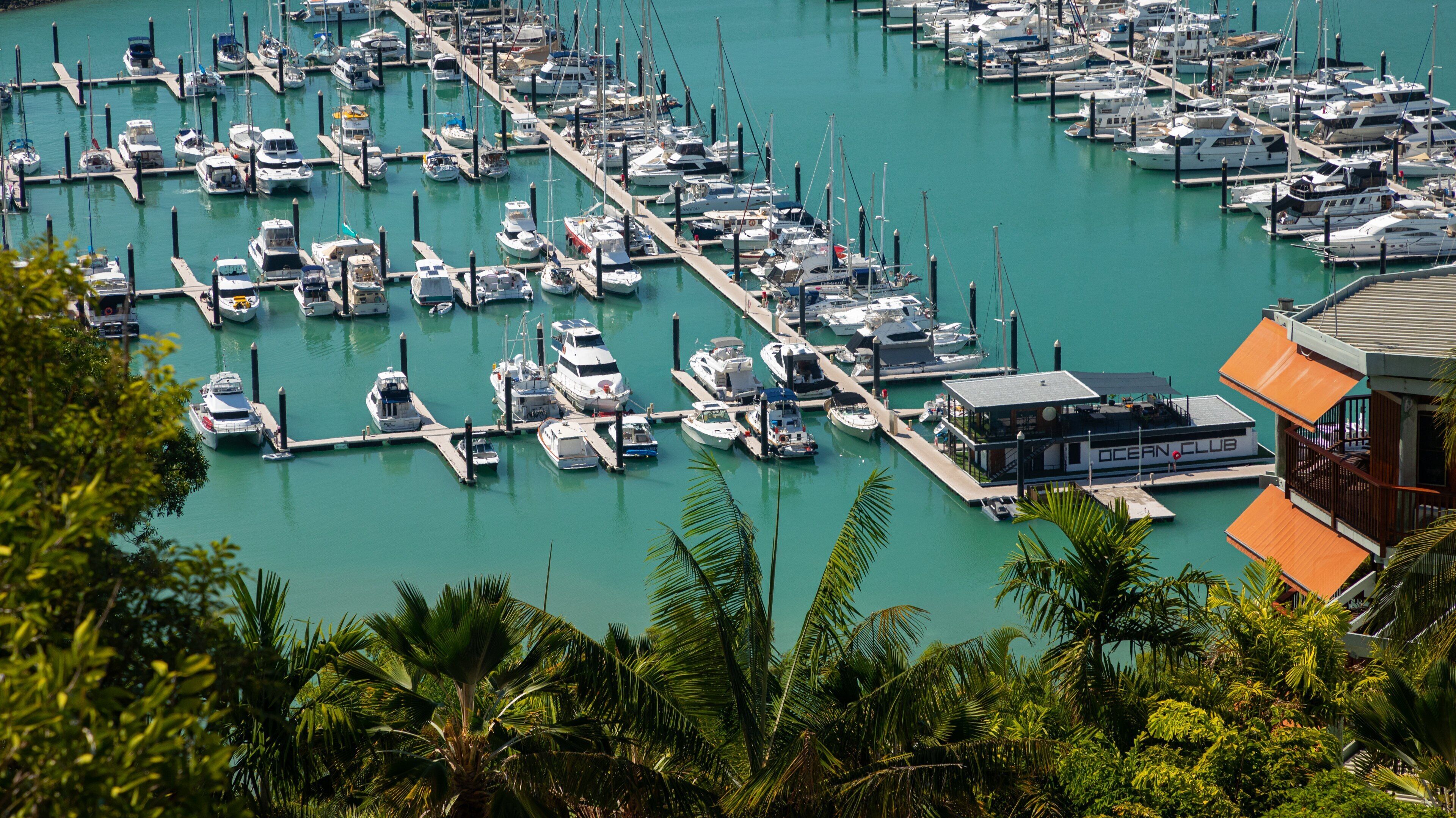 Coral Sea Marina which includes a bay or harbor