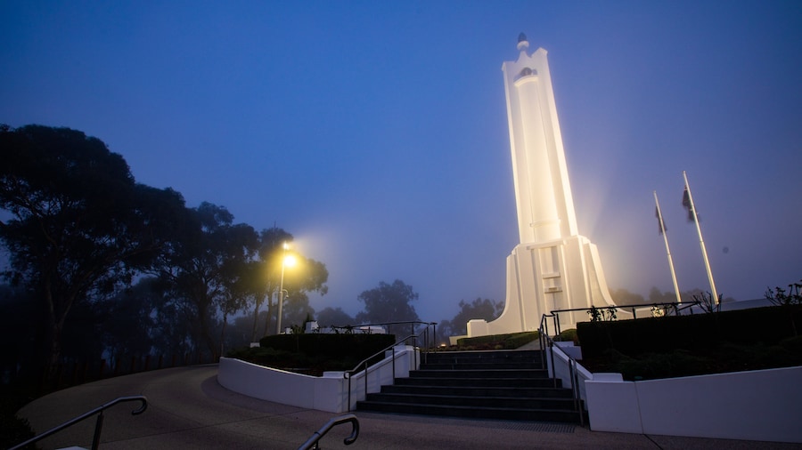 Monument Hill featuring night scenes