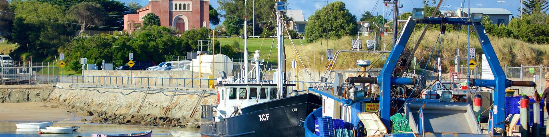 Hafen von Apollo Bay welches beinhaltet Bootfahren und Marina