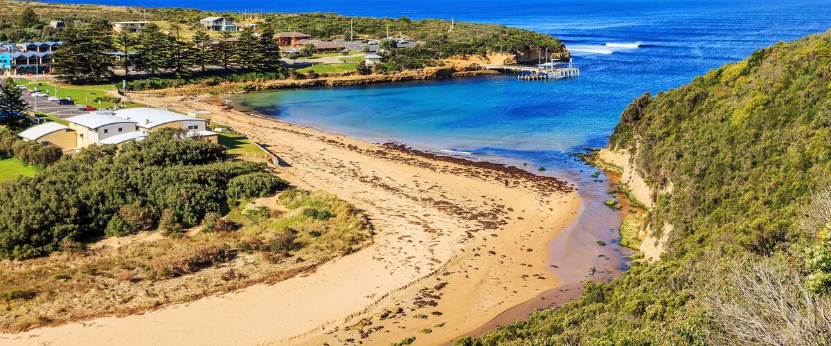 coastline and town of apollo bay ,australia, Shutterstock ID 232164973, Purchase Order: -