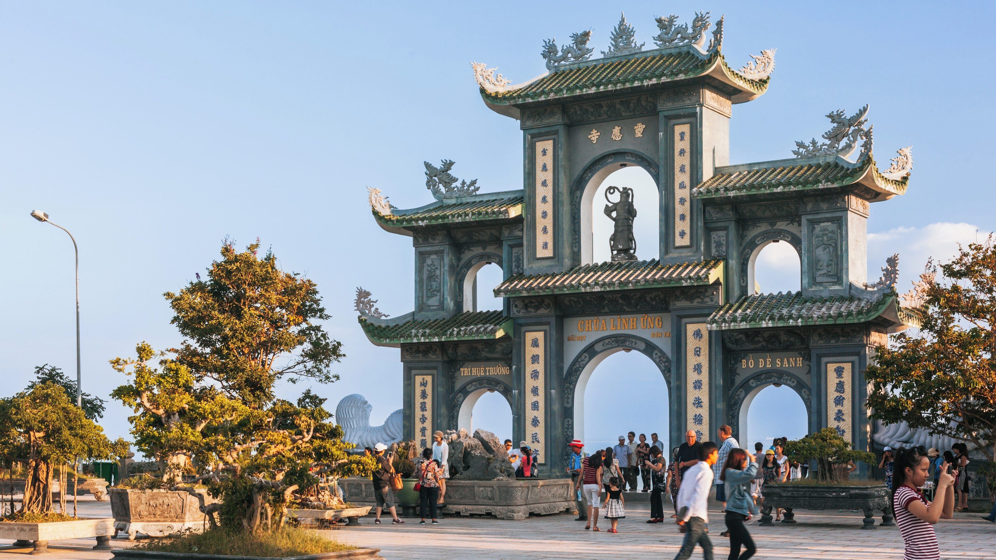 Exploring the iconic architecture and lush landscapes of Son Tra Mountain in Da Nang, Vietnam during a vibrant afternoon visit