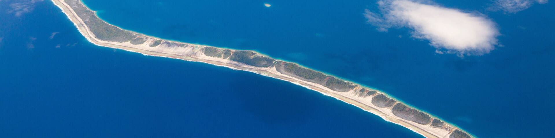Aerial view of Apataki Atoll Island, Tuamotu Archipelago, French Polynesia,