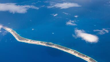 Aerial view of Apataki Atoll Island, Tuamotu Archipelago, French Polynesia,