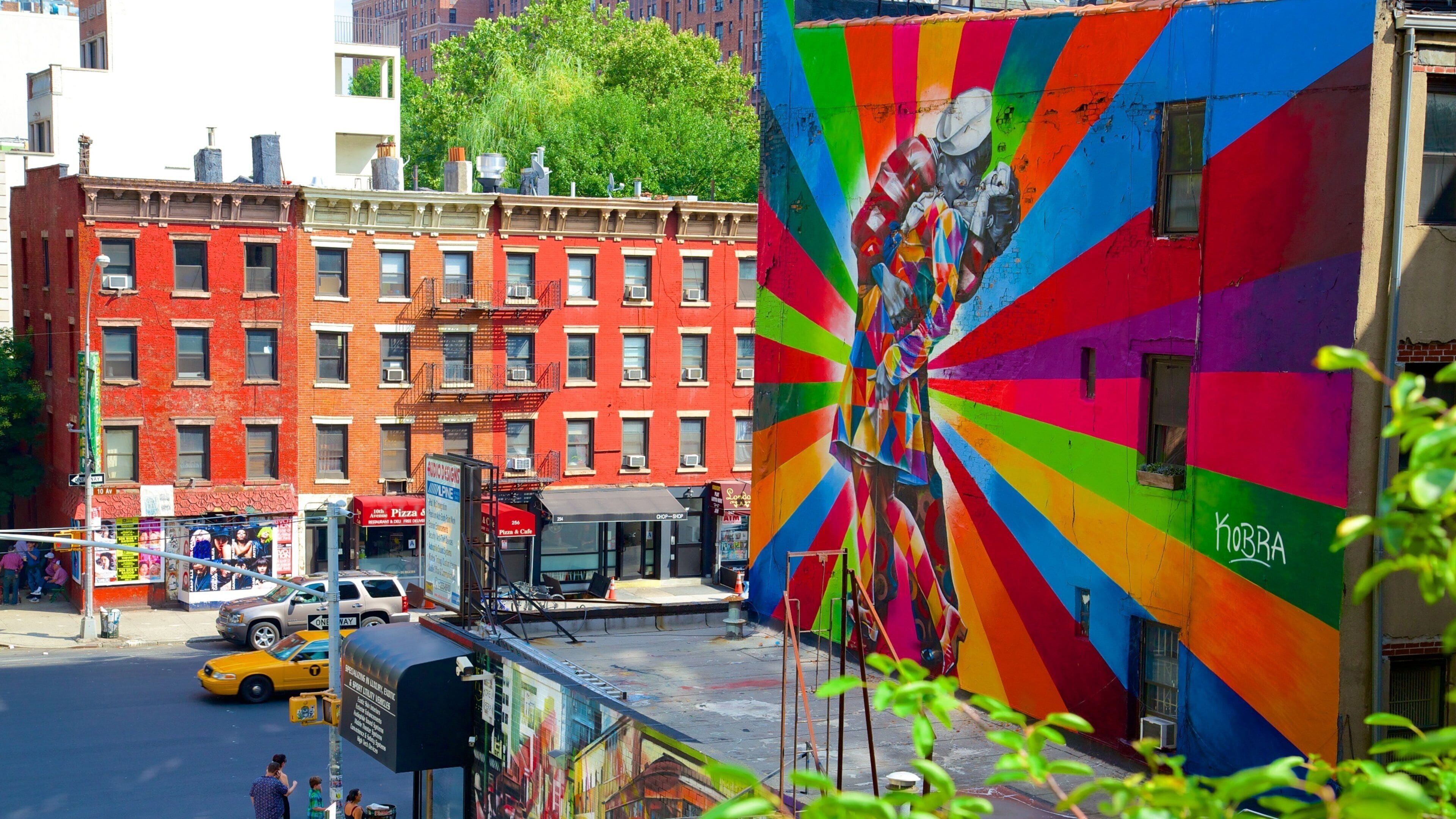 The High Line Park which includes a city and outdoor art