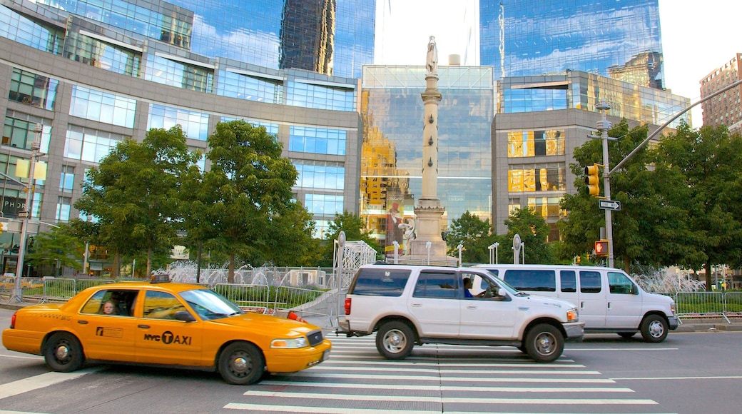 Columbus Circle ofreciendo una ciudad, imágenes de calles y arquitectura moderna