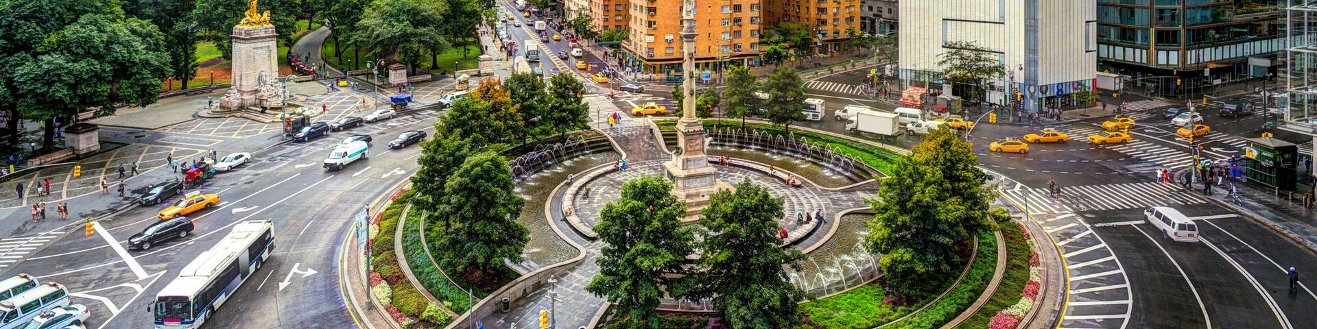New York cityscape at Columbus Circle in Manhattan.