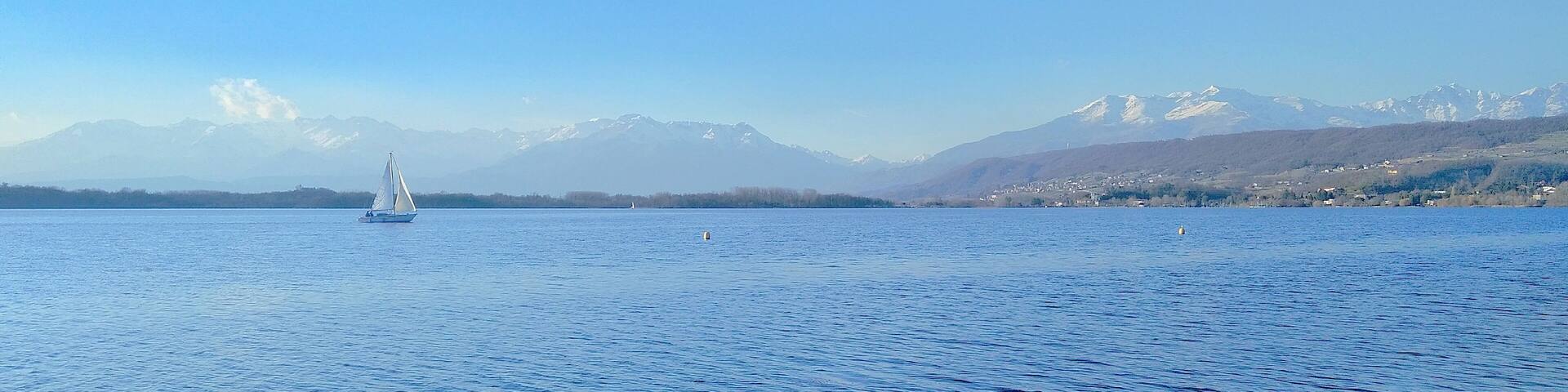 all blue panoramic lake
