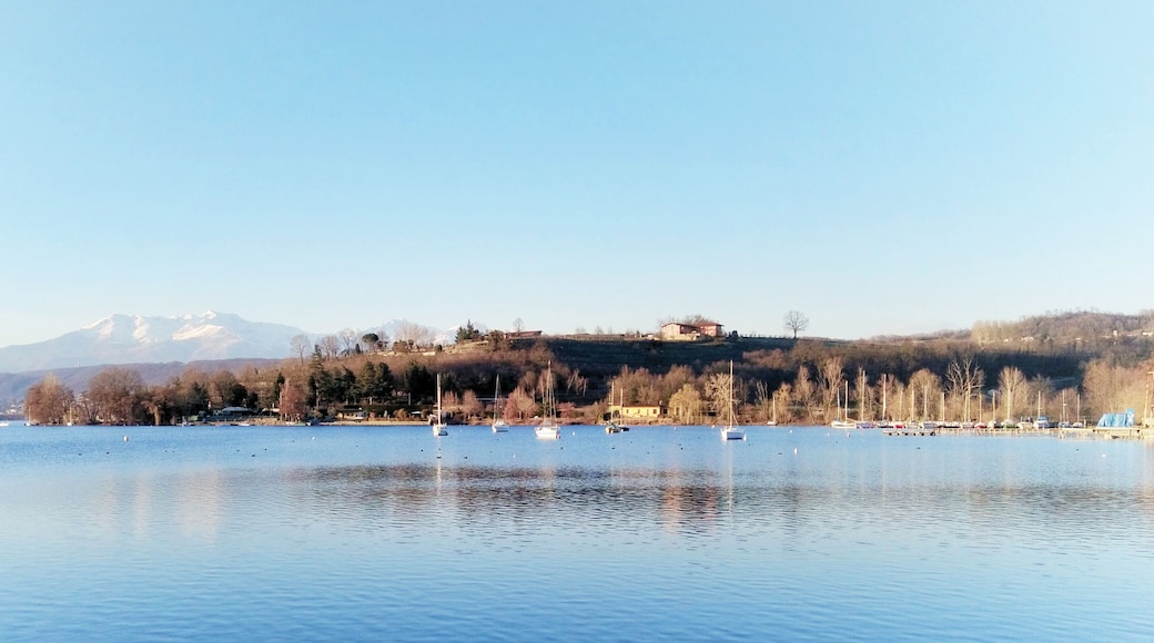 panorama of a relaxing blue lake