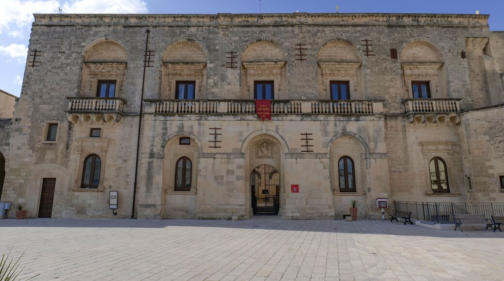 The facade of an ancient noble house in Muro Leccese, a town in the province of Lecce, Italy.