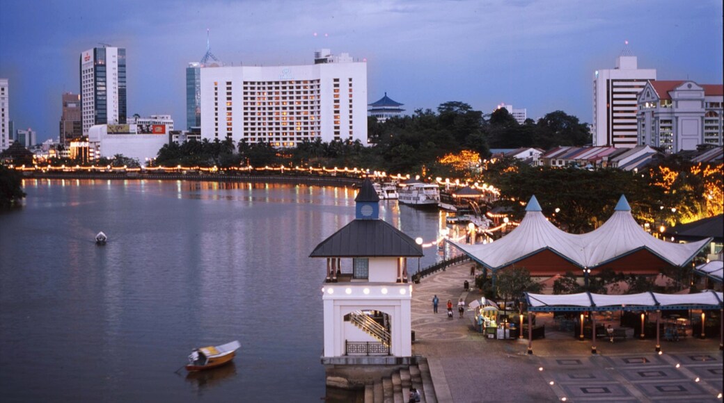 Kuching showing a bay or harbor, cbd and a skyscraper