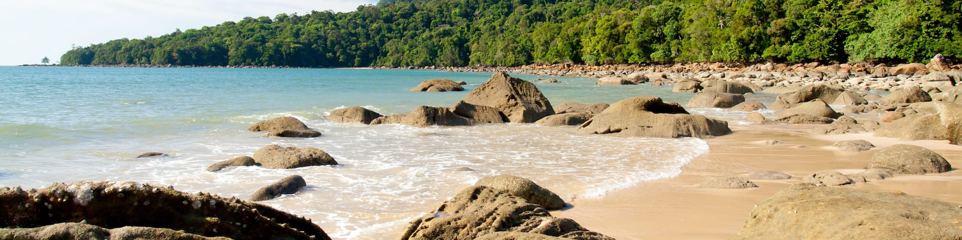 Image of Damai beach and legendary Mount Santubong, Sarawak, Malaysia