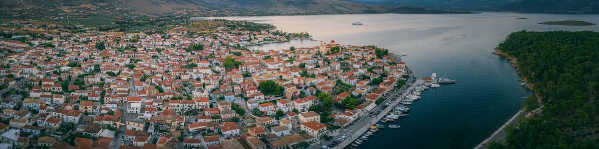 Aerial view of Galaxidi (Galaxeidi) in the southern part of Phocis, Greece