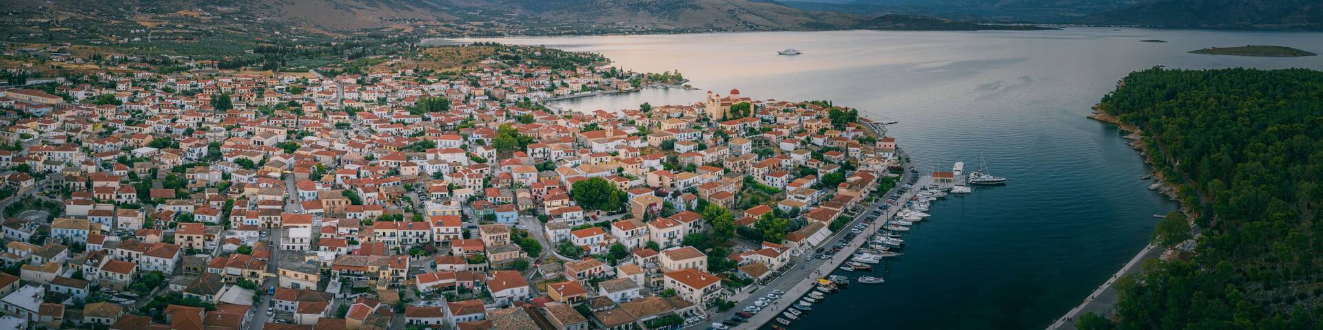 Aerial view of Galaxidi (Galaxeidi) in the southern part of Phocis, Greece