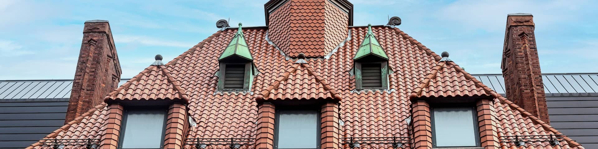 Colonial style roof in the former Victoria Hospital for Sick Children in Toronto, Canada