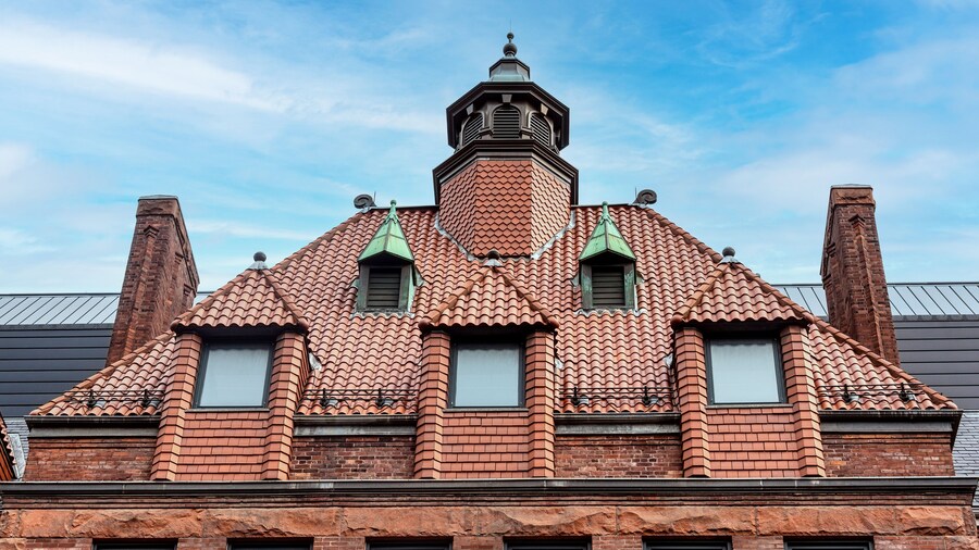 Colonial style roof in the former Victoria Hospital for Sick Children in Toronto, Canada