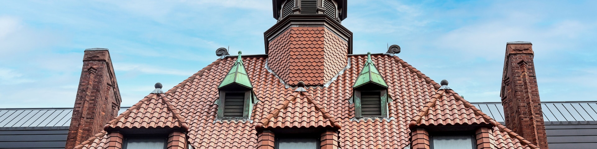 Colonial style roof in the former Victoria Hospital for Sick Children in Toronto, Canada